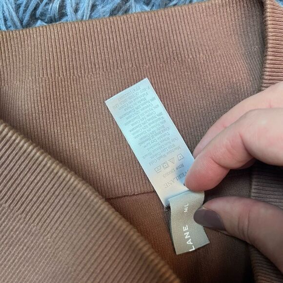 Everlane Tan The Seamless Ribbed High Rise Leggings Size M L - Picture 3 of 4